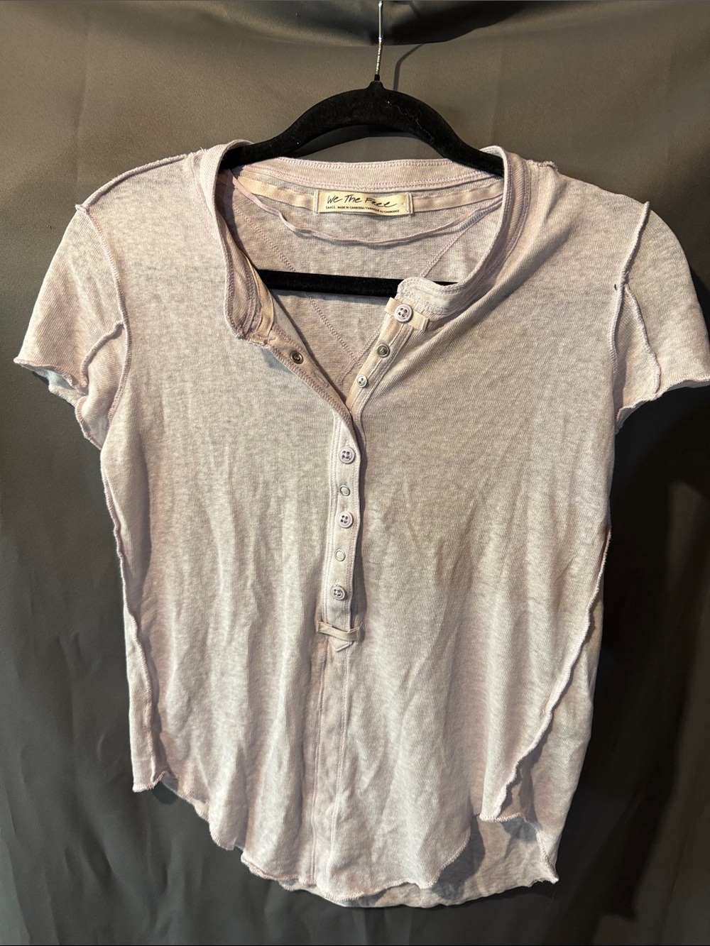 We The Free Pale Lavender Short Sleeve Henley